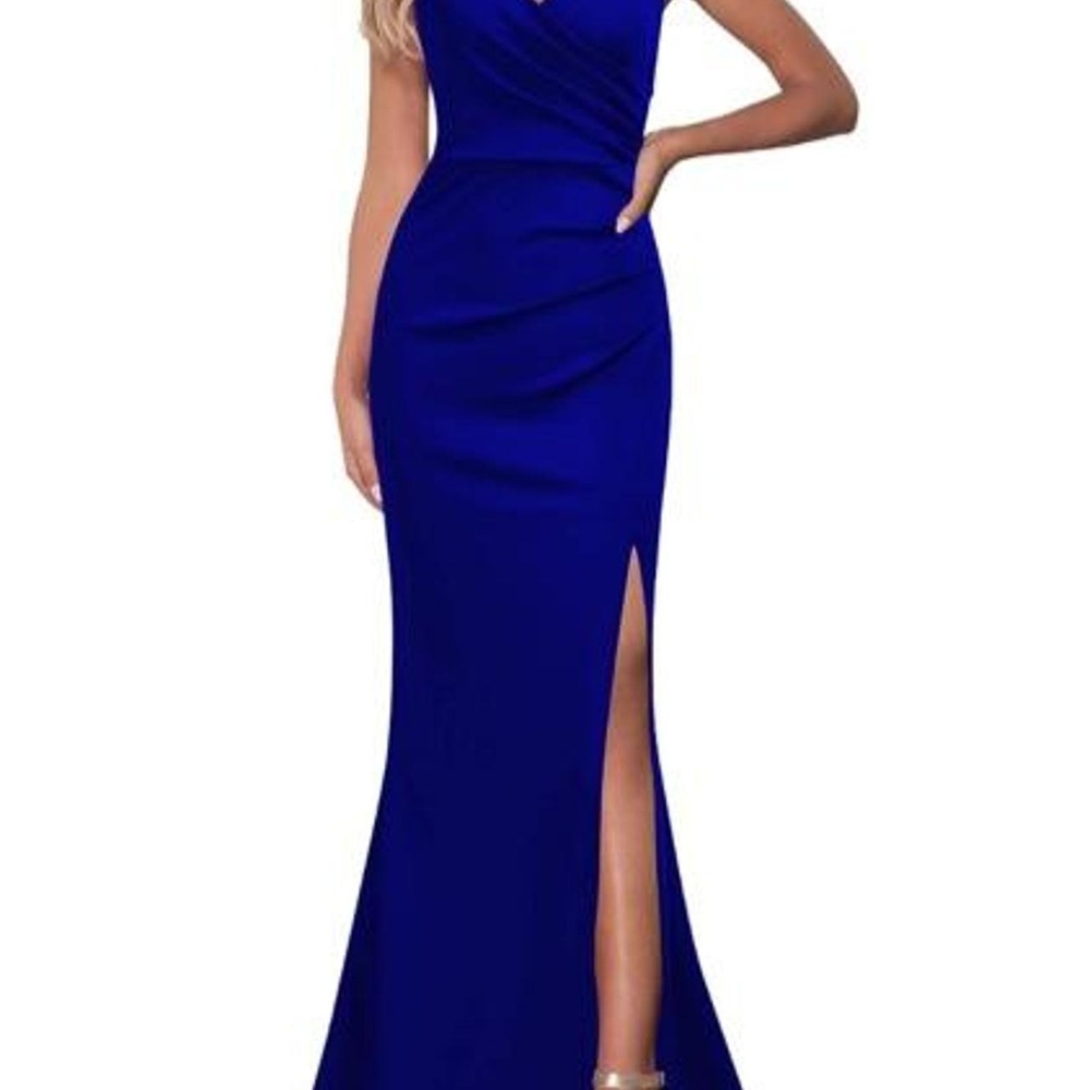 WOOSEA Women Sleeveless V Neck Split Evening Cocktail Long Dress